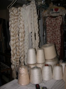 Some of the warps we wound, and lots of yarn still to wind...
