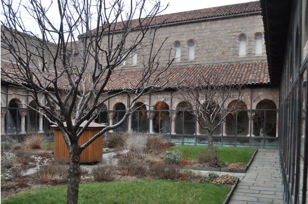The gardens of the Cuxa Cloister, in winter before the snow